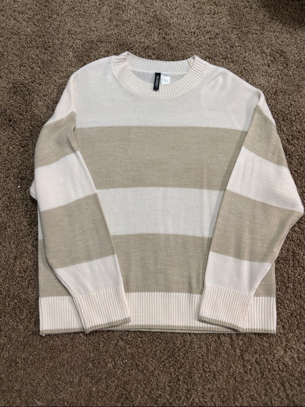 H&M Striped Crewneck Sweater - Beige & Cream